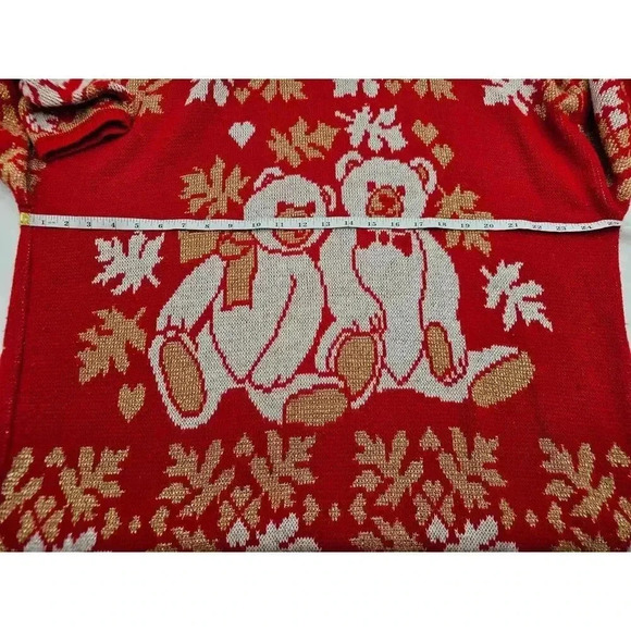 Vtg Holiday Time Women's Red Christmas Bears Holiday Sweater - Picture 4 of 6